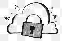 Cloud storage security png sticker, business doodle, transparent background