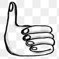 Thumbs up png, good job gesture doodle, transparent background