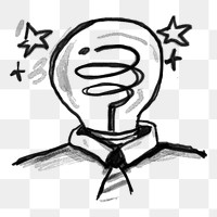 Bulb head businessman png, character doodle, transparent background