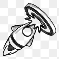 Rocket png sticker, hitting target, business doodle, transparent background