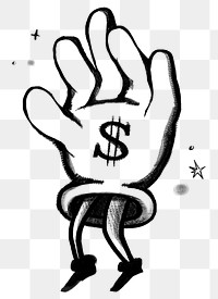 Dollar sign glove png sticker, business doodle, transparent background