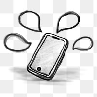 Smartphone png speech bubbles, social media doodle, transparent background