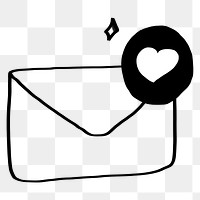 Heart envelope doodle png sticker, online dating, transparent background