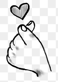 Heart hand png doodle, love sign language, transparent background