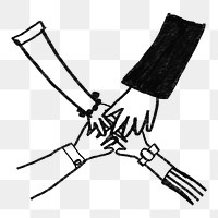 Business colleagues png joined hands doodle, transparent background