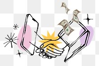 Online business png making money doodle, transparent background