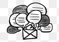 Open envelope email png sticker, communication doodle, transparent background