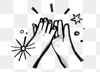 High five hands png, gesture doodle, transparent background