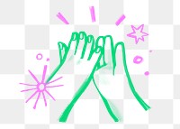 High five hands png, gesture doodle, transparent background