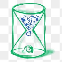 Social media png likes hourglass doodle, transparent background