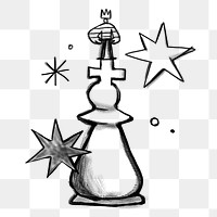 Man standing png chess piece, strategy doodle, transparent background