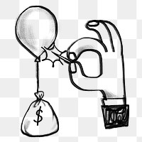 Businessman popping balloon png sticker, profit loss concept, transparent background