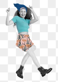 Cheerful woman dancing png sticker, transparent background