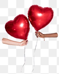 Red heart balloons png sticker, transparent background