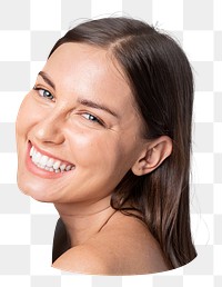 Happy brunette woman png sticker, transparent background