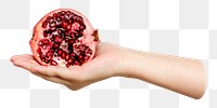 Png fresh cut pomegranate sticker, transparent background