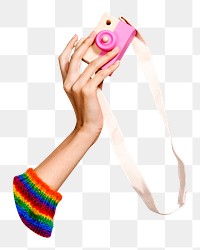 Png pink camera toy sticker, transparent background