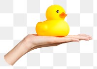 Png cute rubber duck sticker, transparent background