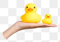 Png cute rubber ducks sticker, transparent background