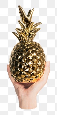 Gold pineapple png sticker, transparent background