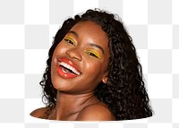 Happy black woman png sticker, transparent background