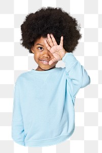 Little kid png sticker, wearing sweater, transparent background