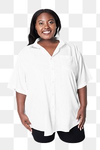 Png happy African-American woman sticker, transparent background