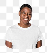 Png happy African-American woman sticker, transparent background