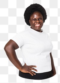 Png happy African-American woman sticker, transparent background