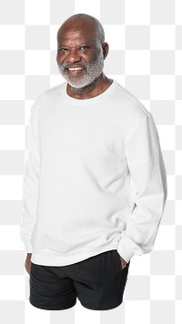 Png African-American senior man sticker, transparent background