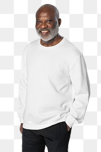 White sweater png mockup athleisure fashion on African American man