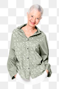 Cheerful senior png sticker, transparent background