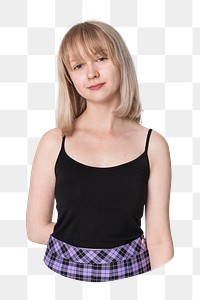 Png blond girl sticker, tank top, transparent background