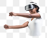 Png woman with VR headset sticker, transparent background