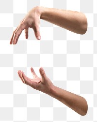 Png empty hands grasping sticker, transparent background