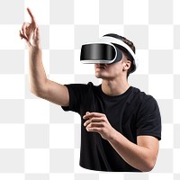 Png man with VR headset sticker, transparent background