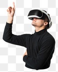 Png man with VR headset sticker, transparent background