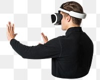 Png man with VR headset sticker, transparent background