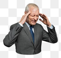 Png stressed senior businessman png sticker, transparent background