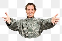 Female soldier png sticker, transparent background