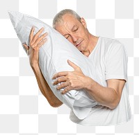 Png senior man sleeping sticker, transparent background