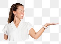 Female presenter png sticker, transparent background