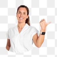 Female presenter  png sticker, transparent background