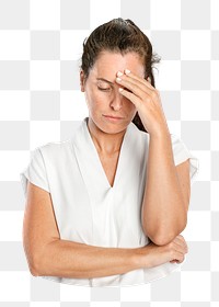 Stressed woman png sticker, transparent background