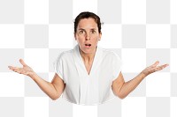 Png shocked woman sticker, transparent background