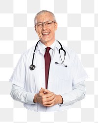 Cheerful doctor png sticker, transparent background