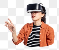 Woman using VR png sticker, transparent background