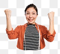 Png successful Asian woman sticker, transparent background