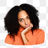 Bored woman png sticker, transparent background