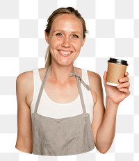 Coffee shop barista png sticker, transparent background